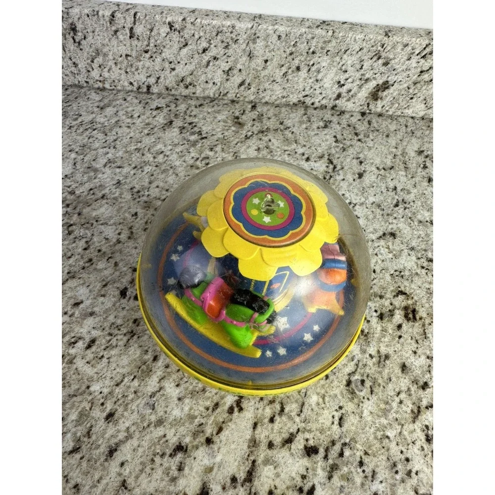 Vintage 1985 Fisher Price Roly Poly Chime Ball Carousel Yellow 1150 nostalgia
